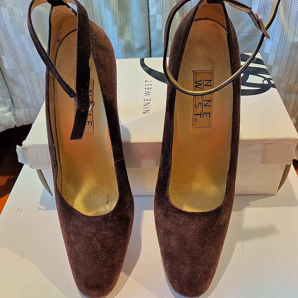 Nine West suede ankle strap shoes